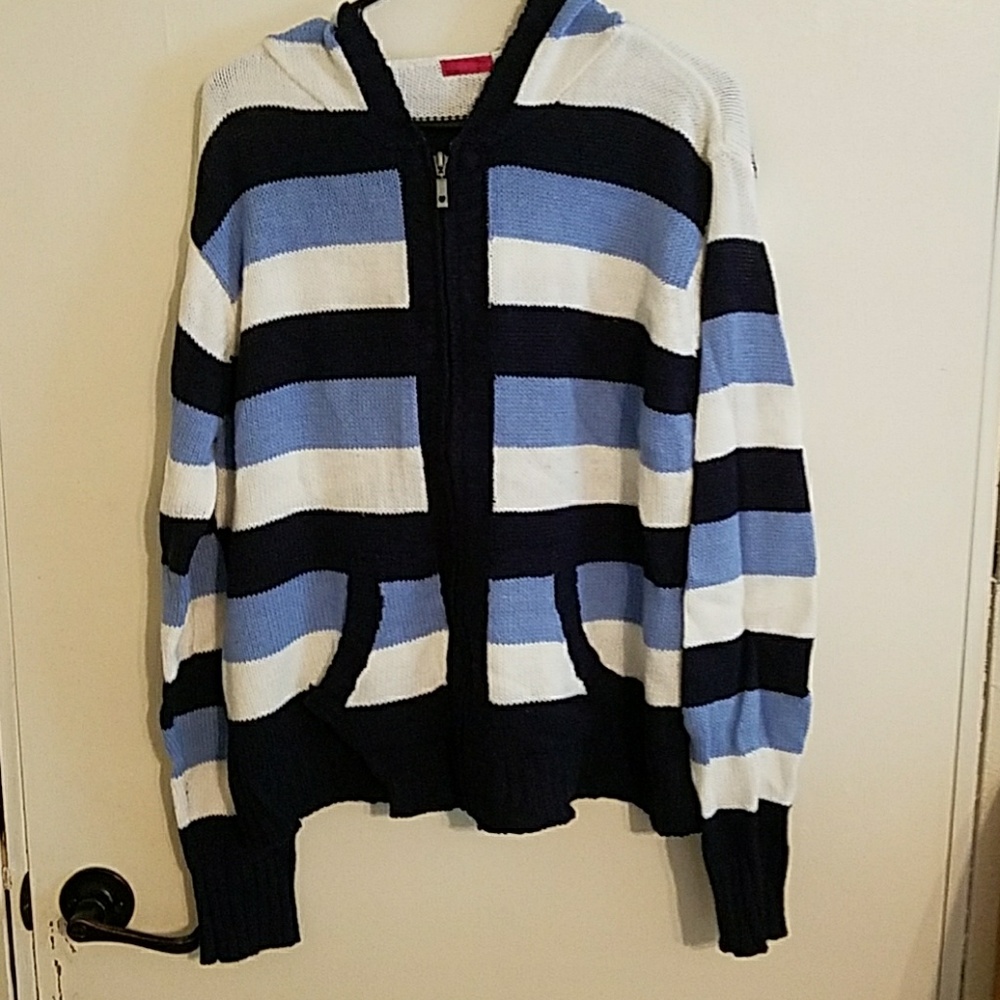 Extra Touch knit zip up sweater with hood